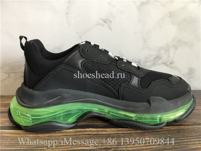 Balenciaga Triple S Black Trainer Green Clear Sole