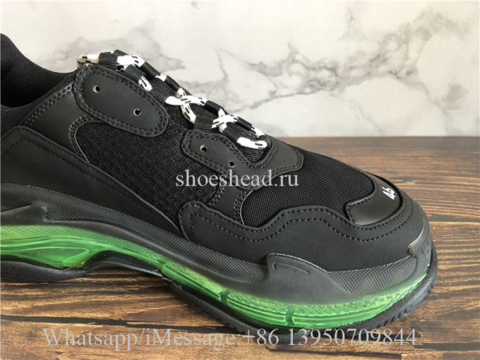 Balenciaga Triple S Black Trainer Green Clear Sole
