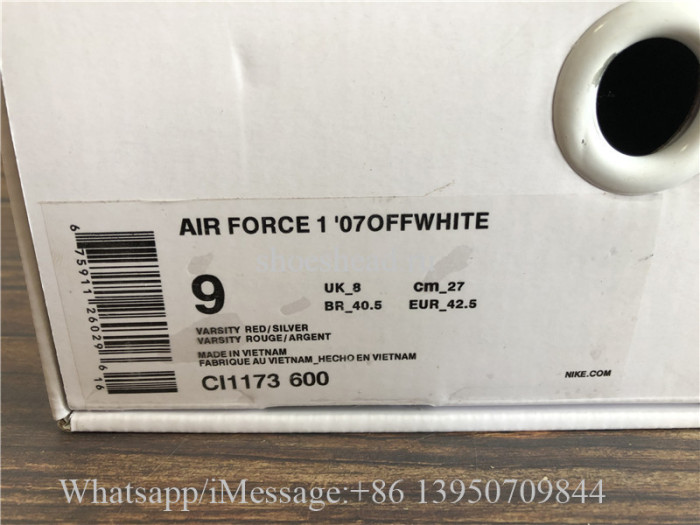Off White x Nike Air Force 1 Varsity Red