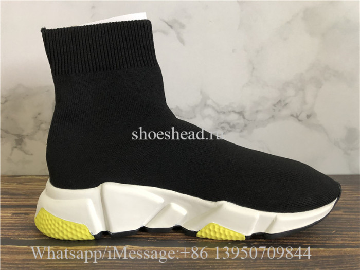 Balenciaga Stretch BB Logo Speed Trainer Black Yellow