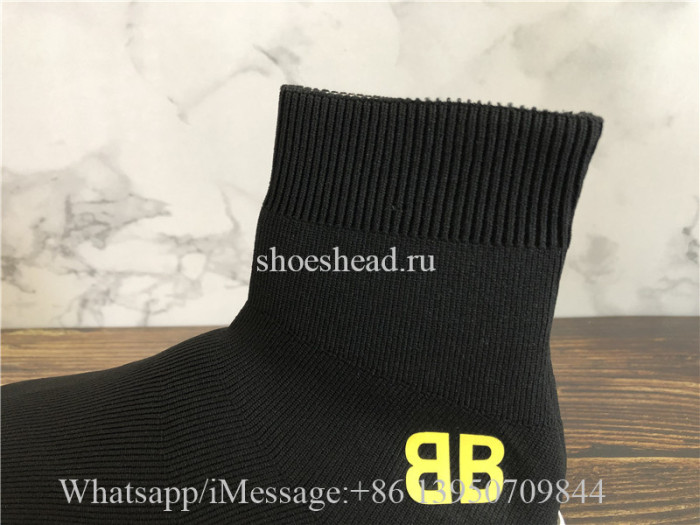 Balenciaga Stretch BB Logo Speed Trainer Black Yellow