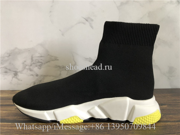 Balenciaga Stretch BB Logo Speed Trainer Black Yellow