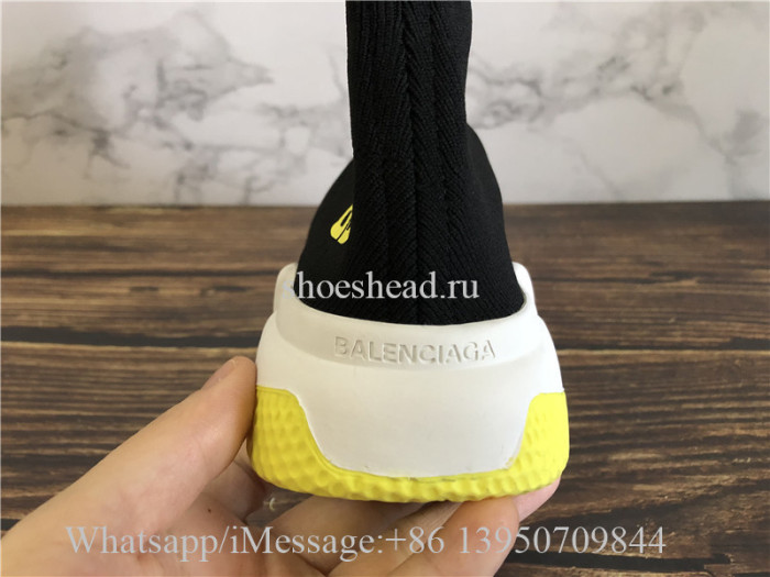 Balenciaga Stretch BB Logo Speed Trainer Black Yellow