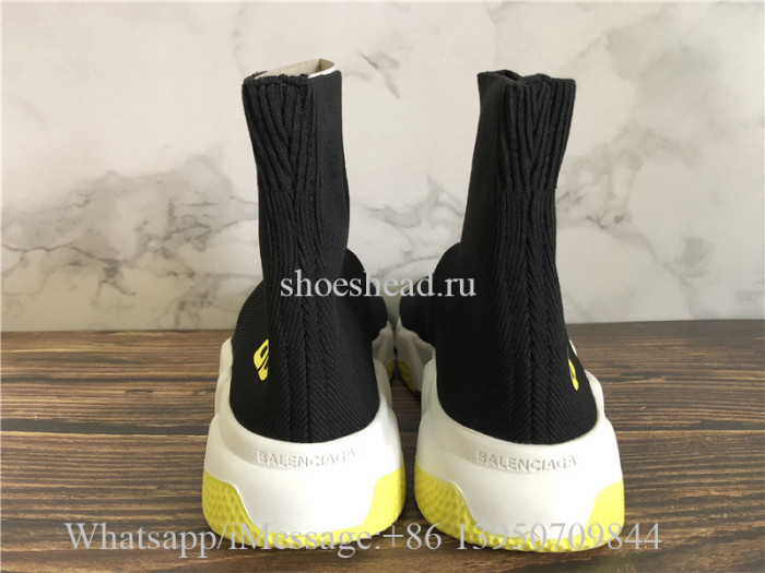 Balenciaga Stretch BB Logo Speed Trainer Black Yellow