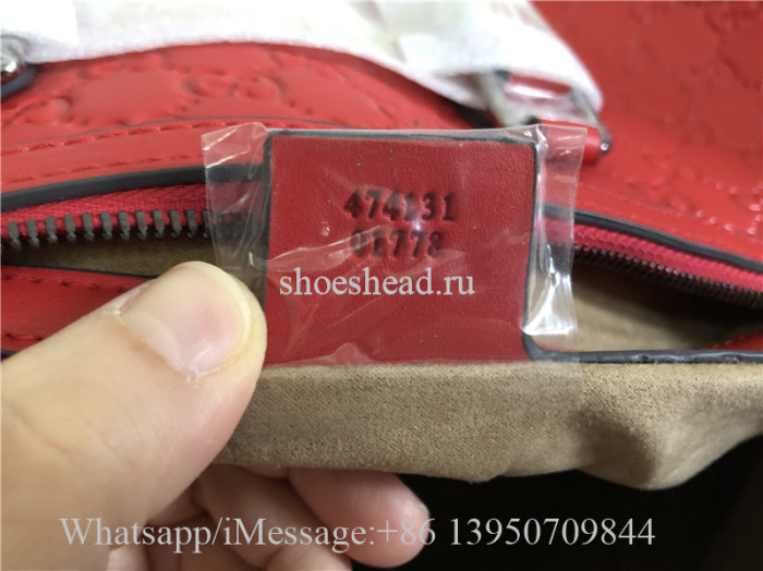 Gucci Signature Leather Duffle Luggage Travel Bag Red