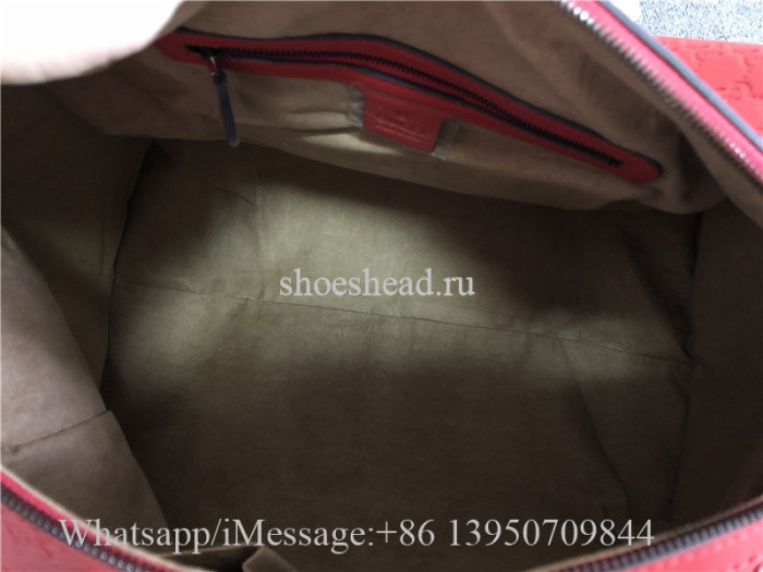 Gucci Signature Leather Duffle Luggage Travel Bag Red