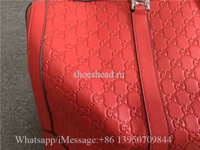 Gucci Signature Leather Duffle Luggage Travel Bag Red