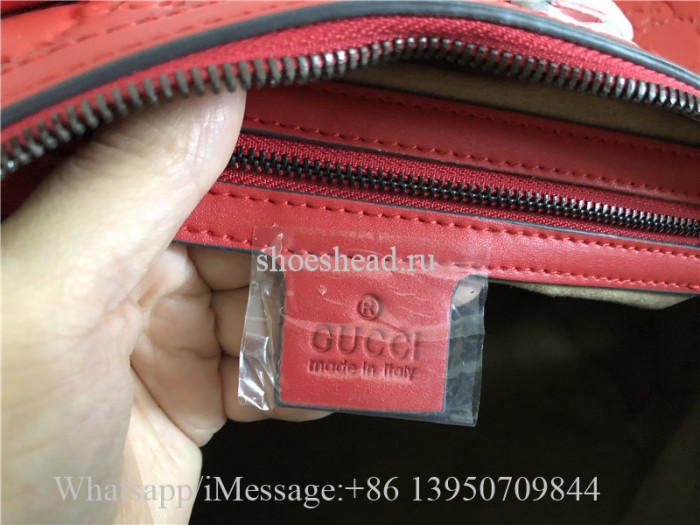 Gucci Signature Leather Duffle Luggage Travel Bag Red
