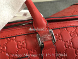 Gucci Signature Leather Duffle Luggage Travel Bag Red