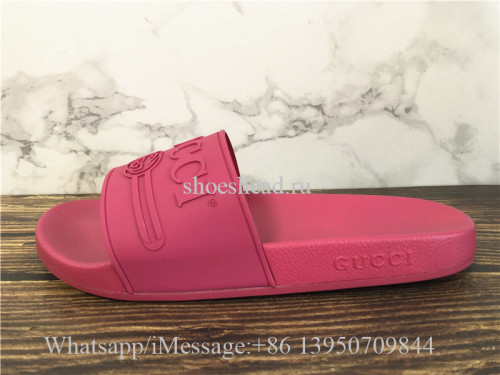 Gucci Rose Pink Boutique Gucci Logo Rubber Slide Sandal