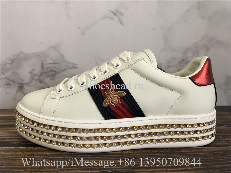Super Quality Gucci Crystal-embellished Ace Sneakers