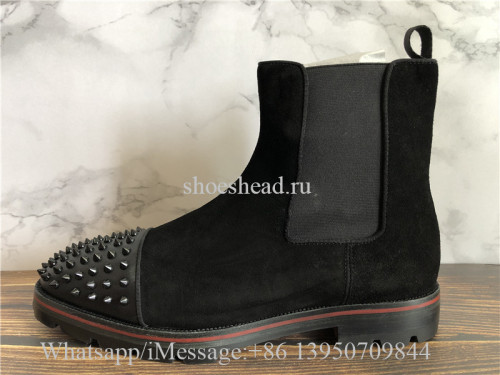 Christian Louboutin Spike High Boots Black Suede