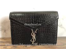 Original Quality Saint Laurent YSL Crocodile Embossed Black Patent Bag