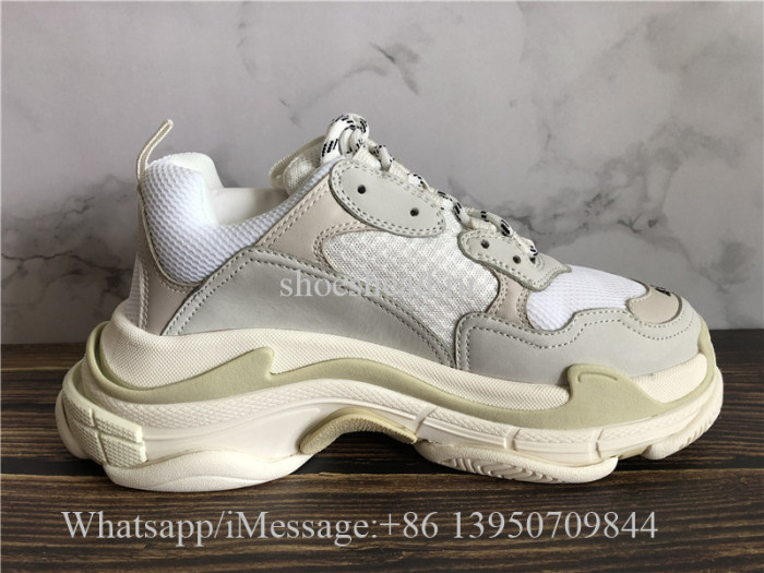 Newest Version Balenciaga Triple S Trainer White Cream