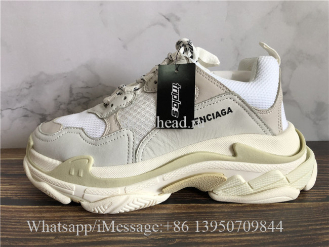 Newest Version Balenciaga Triple S Trainer White Cream