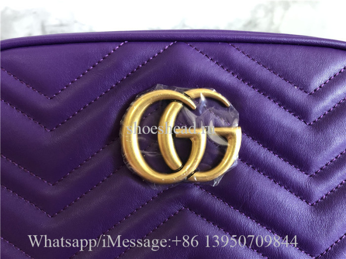Original Gucci GG Marmont Mini Matelasse Camera Bag Hibiscus Purple