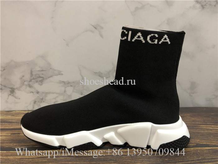 Balenciaga Logo Speed Sock Sneaker Black