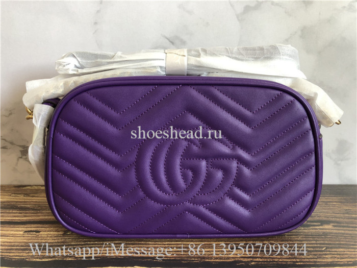 Original Gucci GG Marmont Mini Matelasse Camera Bag Hibiscus Purple