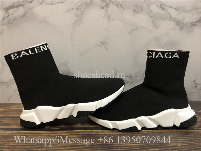 Balenciaga Logo Speed Sock Sneaker Black