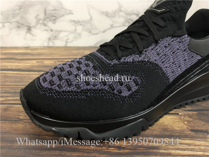 Louis Vuitton Flyknit Sneaker Black Purple LV V.N.R