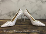 Christian Louboutin Follies Spikes 100 Patent Heels Pump Shoes White Pearl