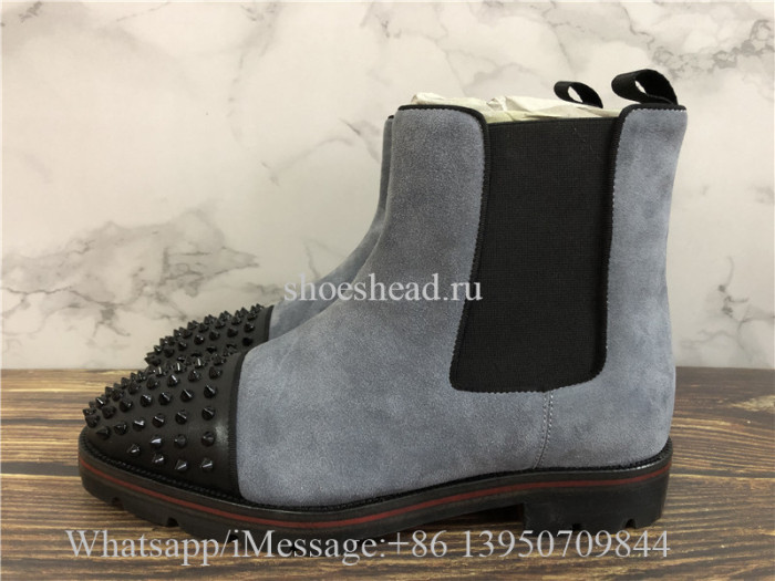 Christian Louboutin Spike High Boots Grey Suede