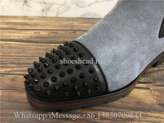 Christian Louboutin Spike High Boots Grey Suede
