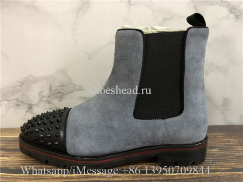 Christian Louboutin Spike High Boots Grey Suede
