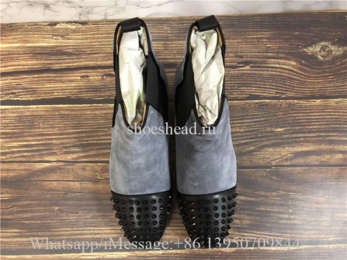 Christian Louboutin Spike High Boots Grey Suede
