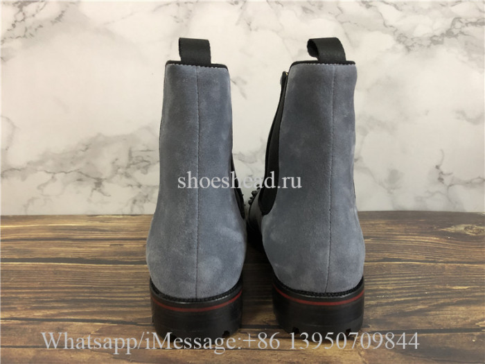 Christian Louboutin Spike High Boots Grey Suede