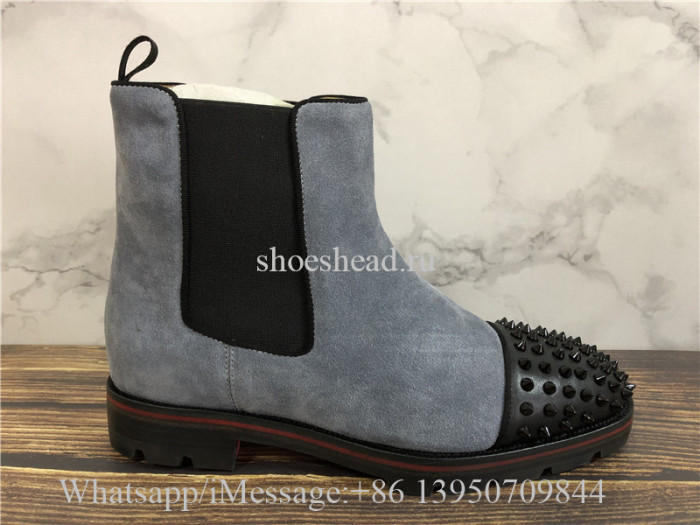 Christian Louboutin Spike High Boots Grey Suede
