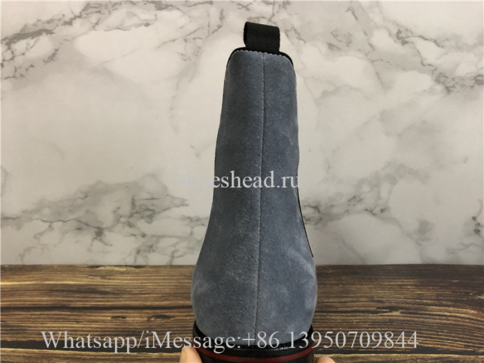 Christian Louboutin Spike High Boots Grey Suede
