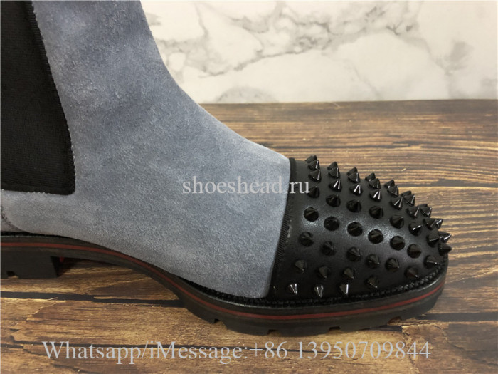 Christian Louboutin Spike High Boots Grey Suede