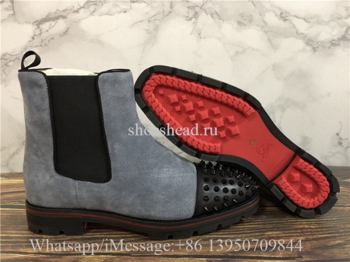 Christian Louboutin Spike High Boots Grey Suede