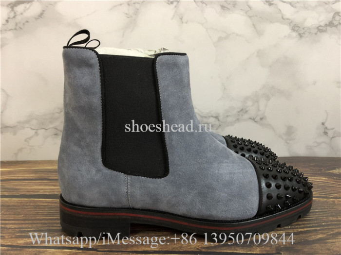 Christian Louboutin Spike High Boots Grey Suede