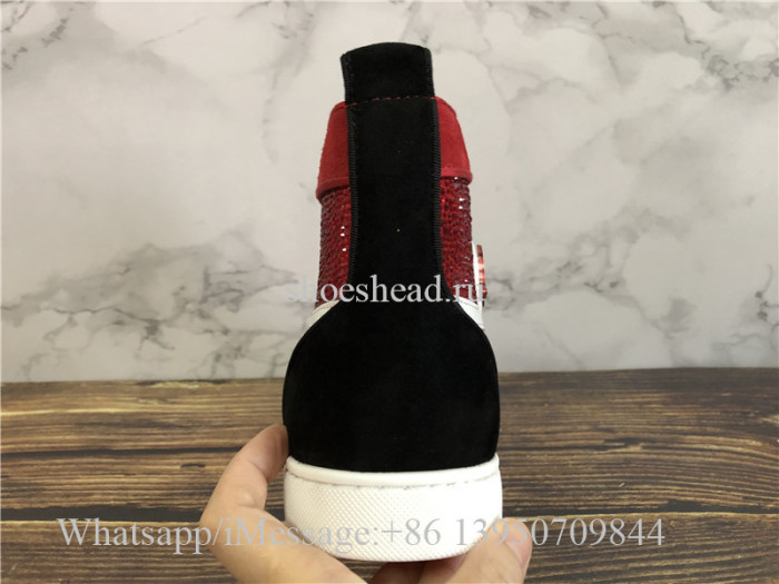 Christian Louboutin Red Louis Rhinestones High Top Sneaker