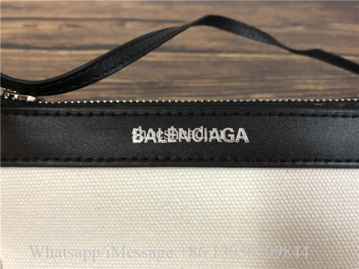 Original Balenciaga Cabas Small Leather-Trimmed Canvas Tote Bag 25CM