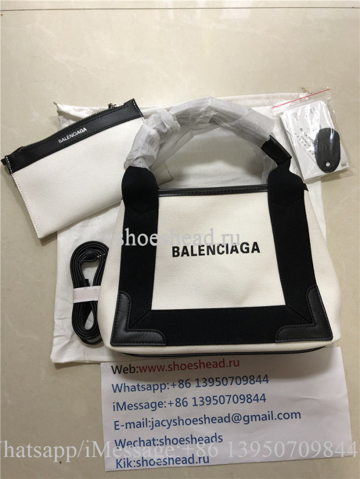 Original Balenciaga Cabas Small Leather-Trimmed Canvas Tote Bag 25CM