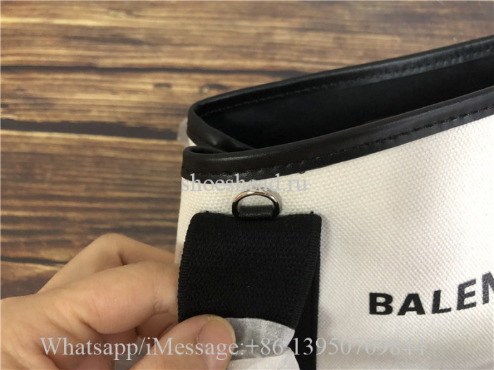 Original Balenciaga Cabas Small Leather-Trimmed Canvas Tote Bag 25CM