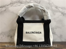 Original Balenciaga Cabas Small Leather-Trimmed Canvas Tote Bag 25CM