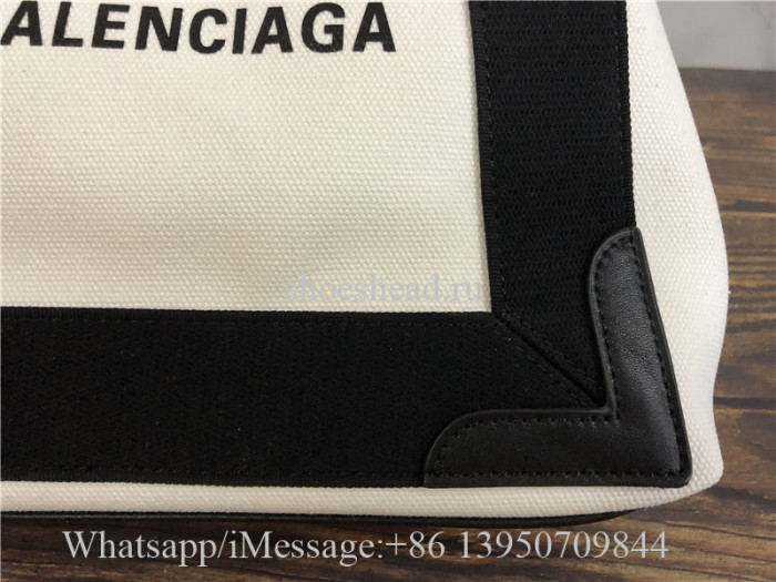 Original Balenciaga Cabas Small Leather-Trimmed Canvas Tote Bag 25CM