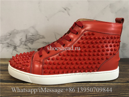 Christian Louboutin Louis Spike Flat High Top Sneaker Red