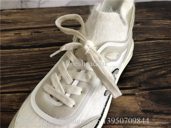 Chanel Fabric Suede Calfskin TPU White Sneaker