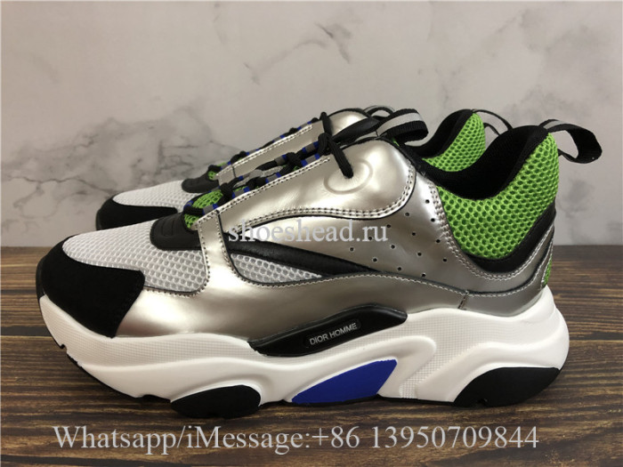 Dior Homme B22 Sneaker Green Technical Knit Silver-Tone Black Calfkin