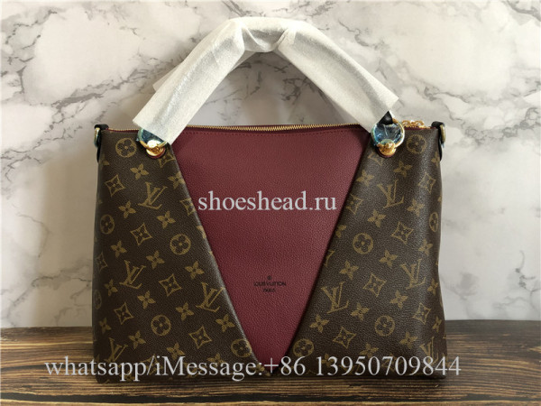 Original Quality Louis Vuitton M43949 V Tote MM Monogram Bag Canvas Bordeaux