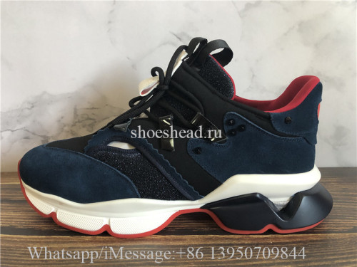 Christian Louboutin Debuts Run Loubi Sneaker Black Blue Suede