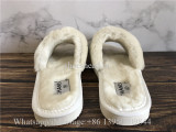 Chanle White Fur Slides