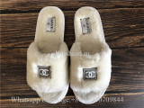 Chanle White Fur Slides