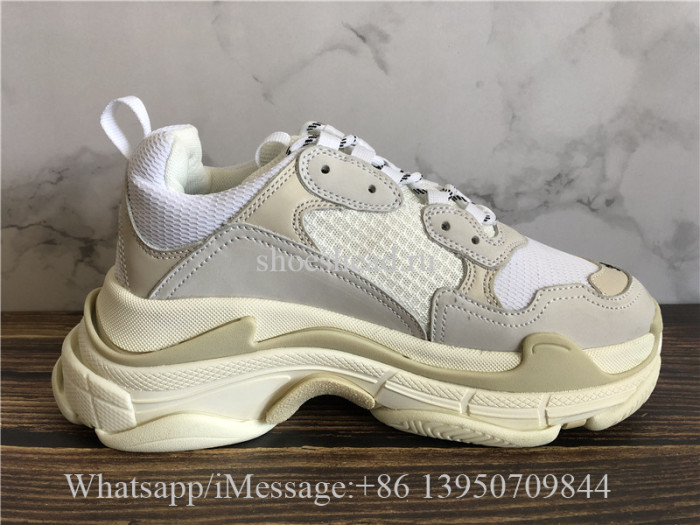 (Grey Box)Balenciaga Triple S Cream White Sneaker