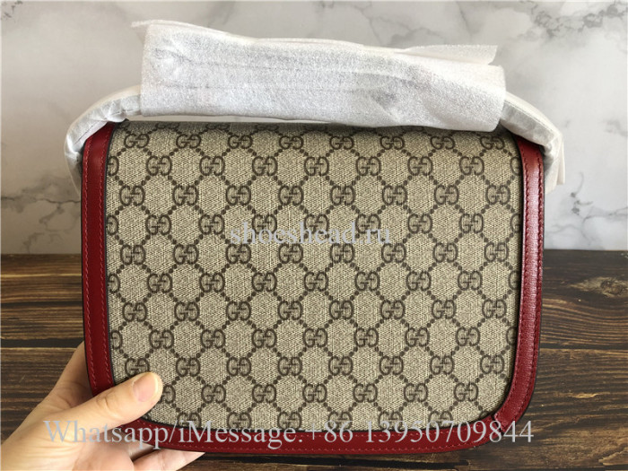 Original Gucci 1955 Horsebit GG Supreme Red Shoulder Bag